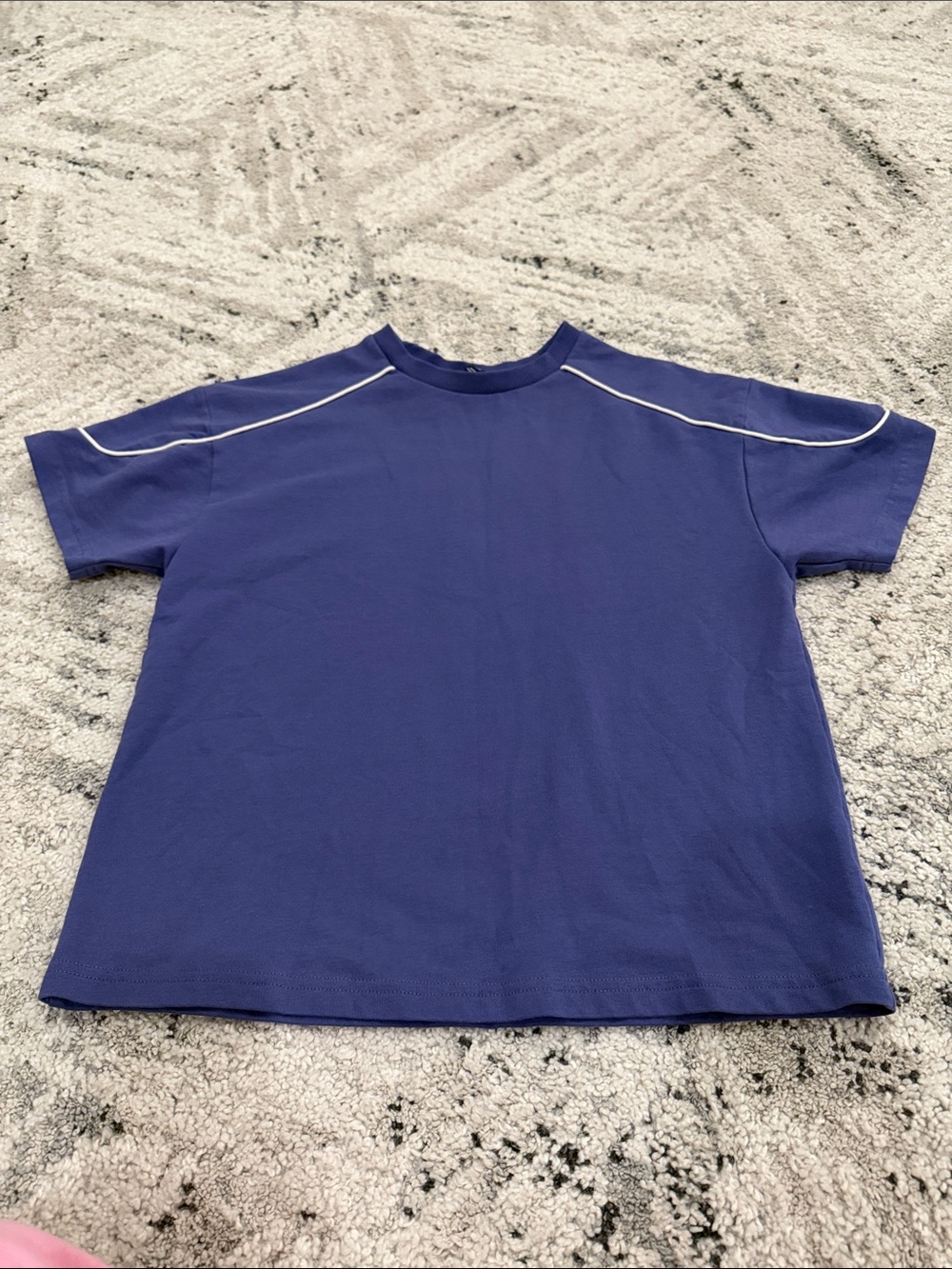 art class Navy Blue Tee with White Shoulder Piping
